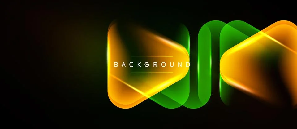 Abstract neon lines create dynamic shapes. Vibrant orange, yellow, green glow Stock Illustration