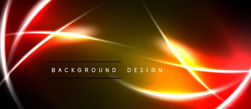 Abstract neon lines create dynamic background. Warm colors dominate, suggesti Stock Illustration