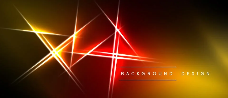 Abstract neon lines create dynamic visual effect. Orange, red hues dominate.. Stock Illustration