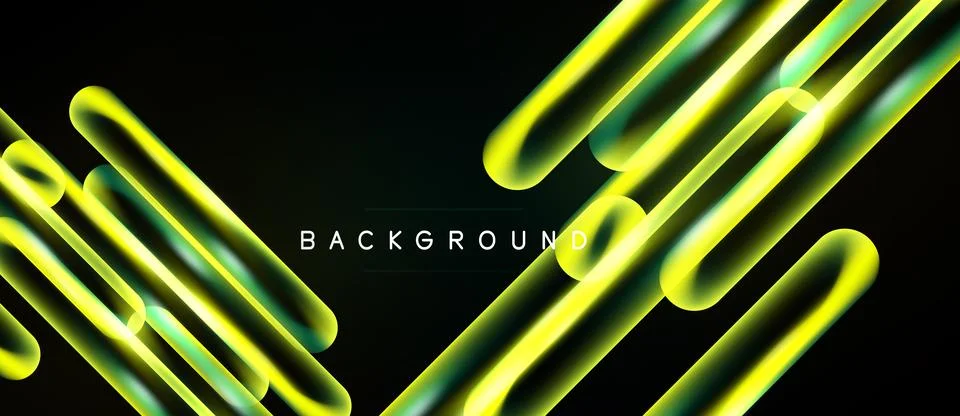 Abstract neon lines create dynamic diagonal patterns over dark background. Illustrazione stock