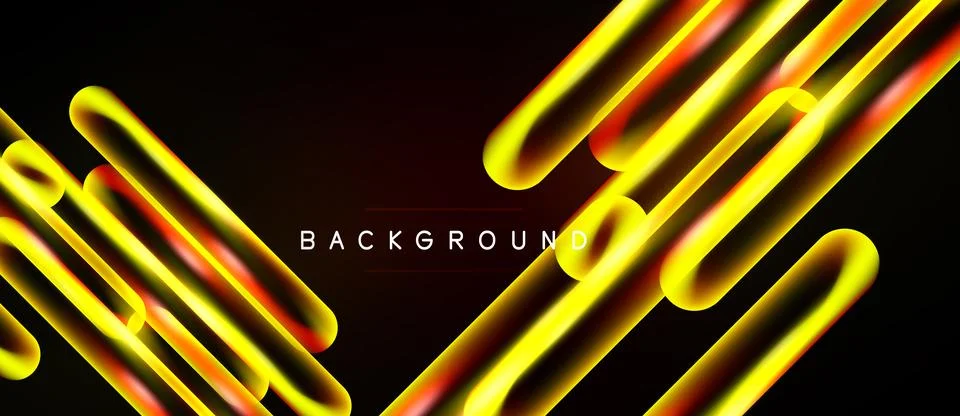 Abstract neon lines create dynamic composition. Bright gradients, dark Stock Illustration