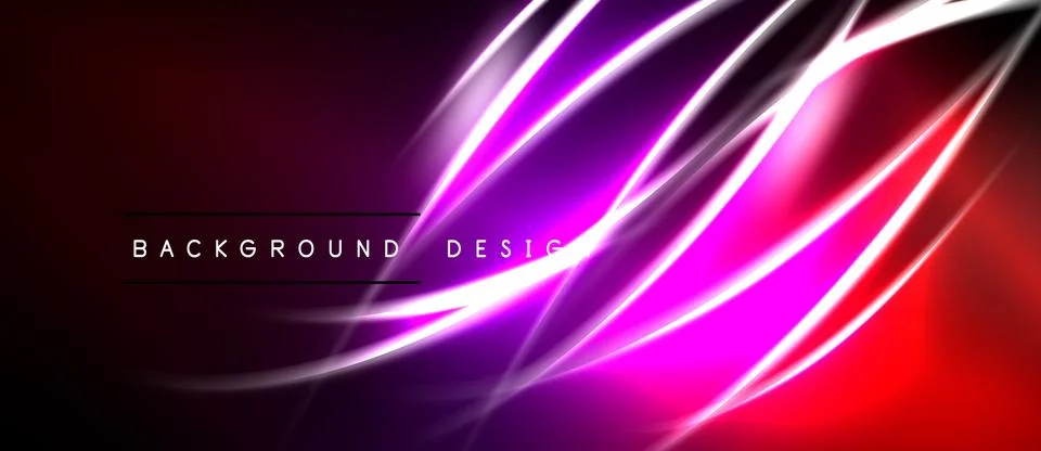Abstract neon lines create dynamic, vibrant flow. Red, purple hues blend with Stock Illustration