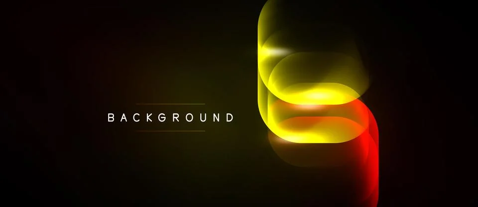 Abstract neon lines create dynamic shape. Bright yellow blends into red over Ilustração Stock