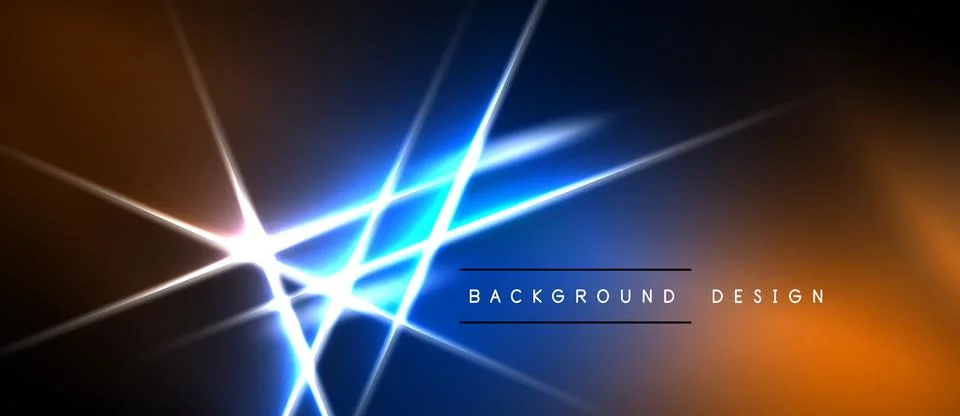 Abstract neon lines create dynamic visual effect. Dark background contrasts Stock Illustration