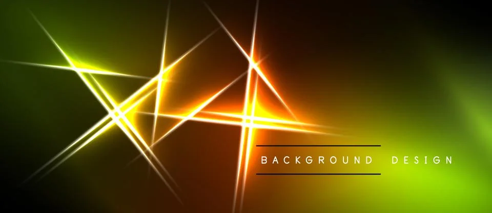 Abstract neon lines create dynamic glow effect. Yellow, orange, green hues Stock Illustration