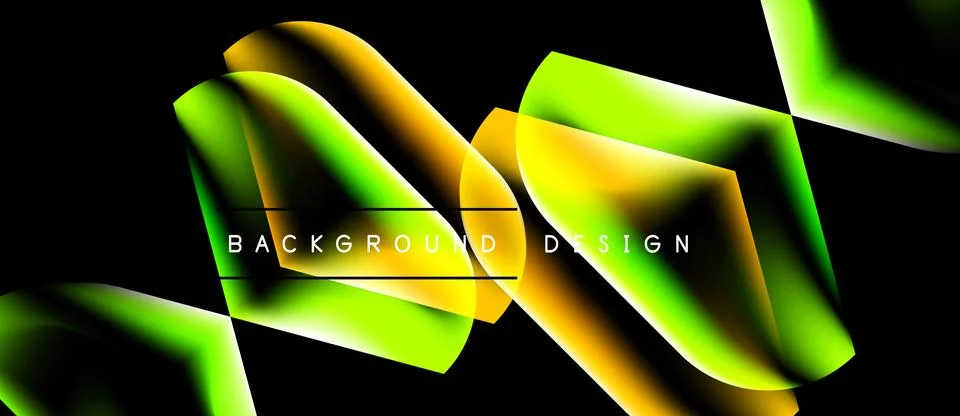Abstract neon lines create dynamic flow. Vivid gradients, black background, Stock Illustration