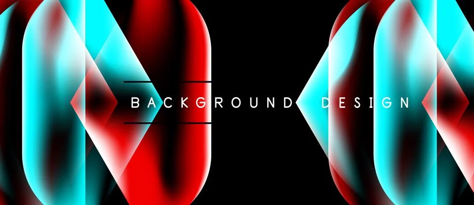 Abstract neon lines create dynamic shapes. Vivid blue, red gradients dominate Stock Illustration