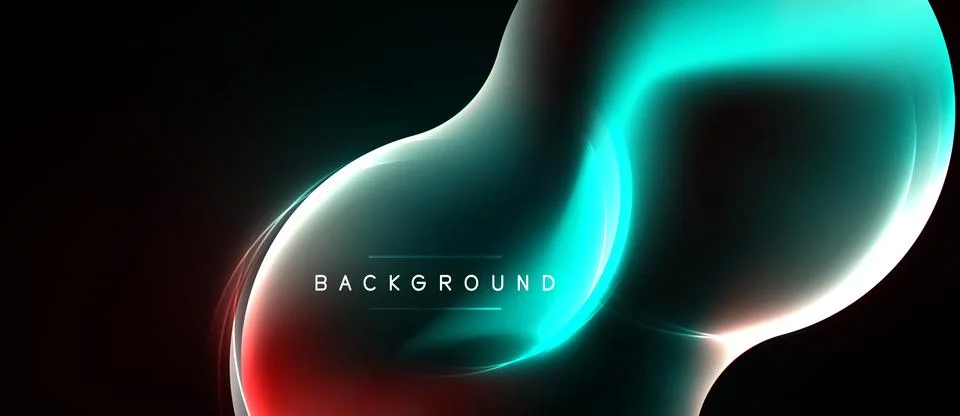 Abstract neon lines create flowing shapes. Dark background emphasizes vibrant Stock Illustration