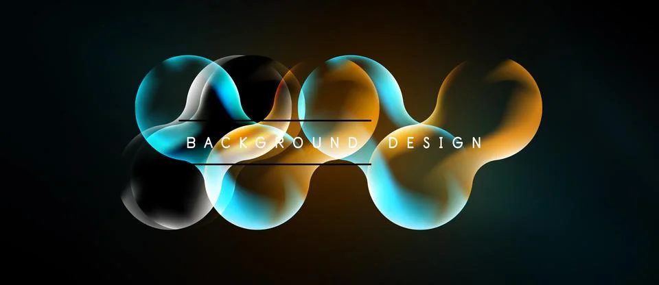 Abstract neon lines create flowing shapes. Orange, blue hues dominate dark Stock Illustration