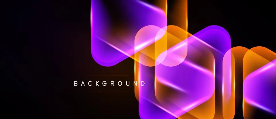 Abstract neon lines create geometric shapes over black background. Vibrant 스톡 일러스트