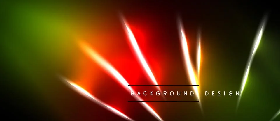 Abstract neon lines create vibrant gradient background. Red, yellow, green hu 스톡 일러스트