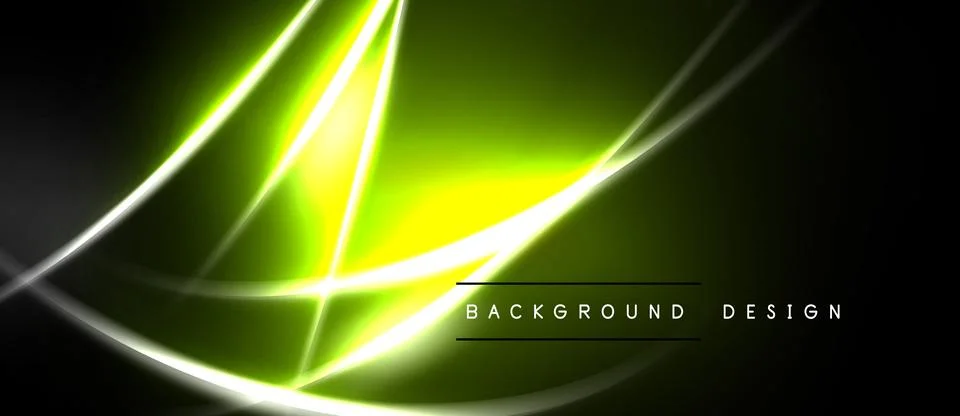 Abstract neon lines create vibrant geometric shapes over dark background. B.. 스톡 일러스트