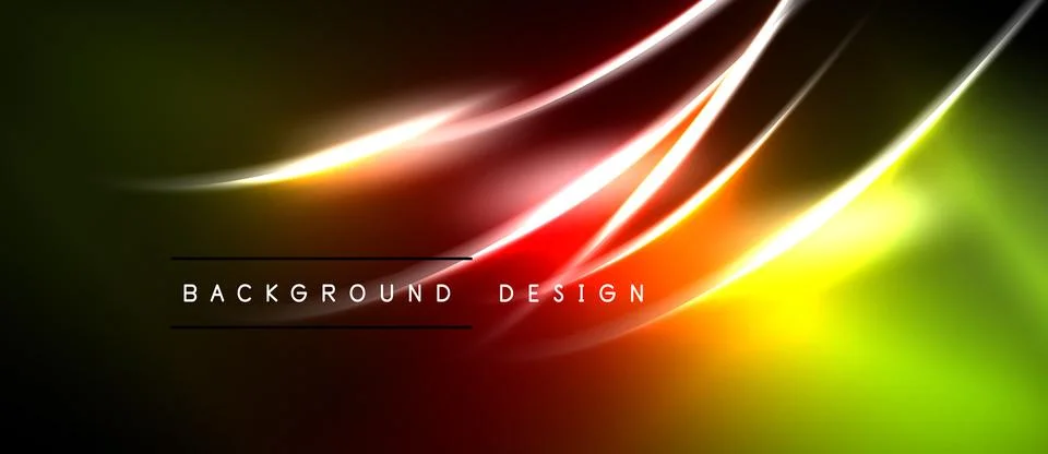 Abstract neon lines create vibrant gradient background. Dark space contrasts 库存插图