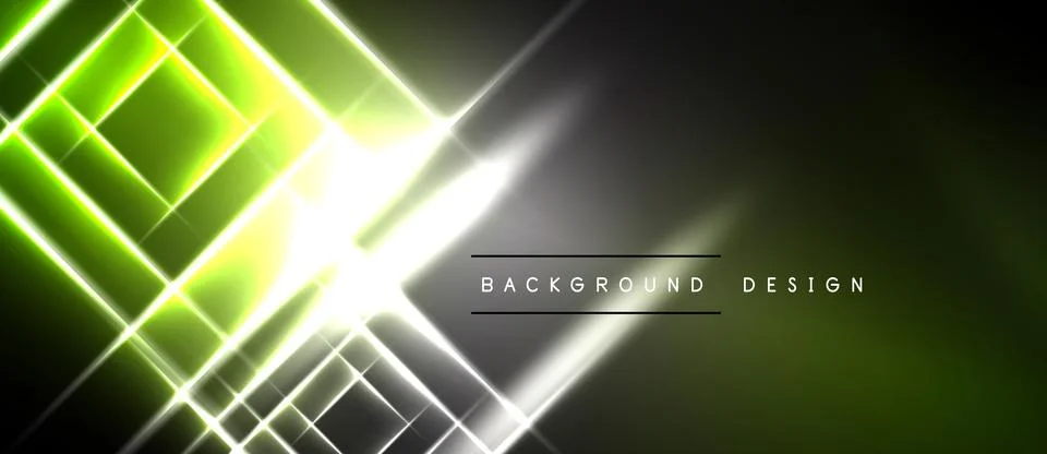 Abstract neon lines create vibrant geometric pattern. Bright light flares Stock Illustration