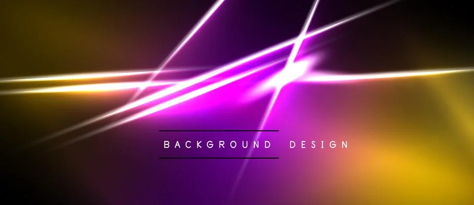 Abstract neon lines create vibrant gradient background. Bright purple, orange 스톡 일러스트