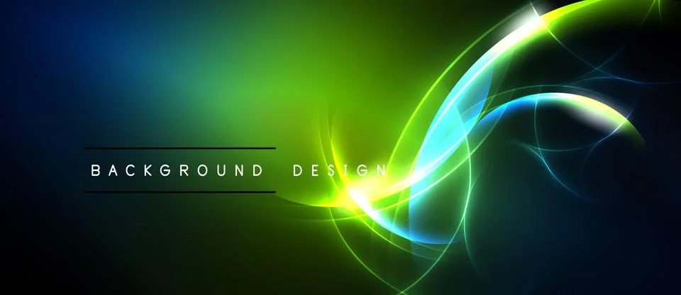 Abstract neon lines create vibrant energy. Green, blue hues dominate, forming Stock Illustration