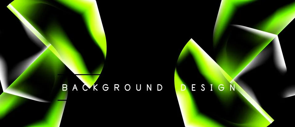 Abstract neon lines form dynamic shapes over black background. Modern design Stock Illustration