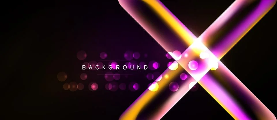 Abstract neon lines intersect, creating dynamic visual effect. Glowing circle Stock Illustration