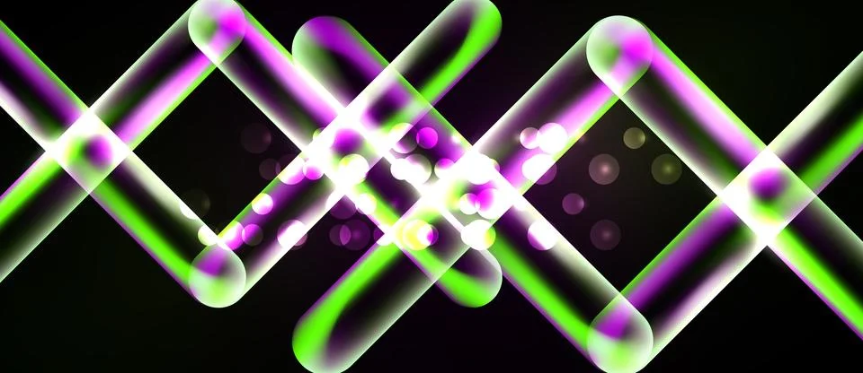 Abstract neon lines intersect, creating glowing geometric patterns over dark 스톡 일러스트