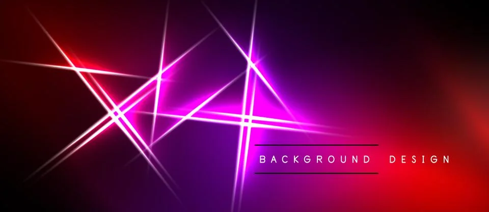 Abstract neon lines intersect over dark red, purple gradient. Modern backgrou Stock Illustration