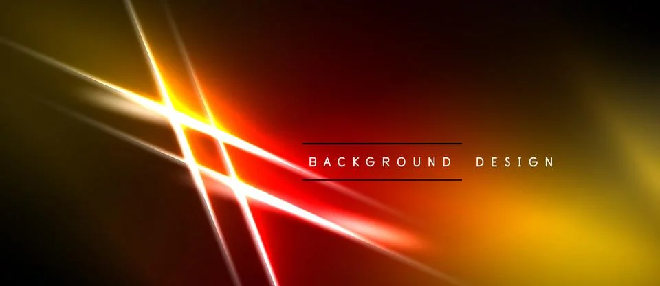 Abstract neon lines intersect over gradient background. Vivid orange, red hue Illustrazione stock