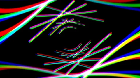 Abstract neon lines lights rotating seamless loop motion graphics animation Video stock 111961774