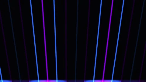 Abstract neon lines moving rhythmically with subtle light flares on a dark .. Stock Footage 342504196