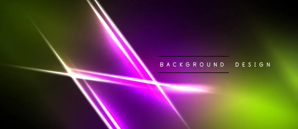Abstract neon lines over gradient background. Vivid purple, green hues create Stockillustratie