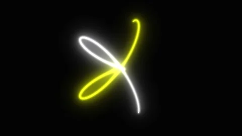 Abstract Neon Lines Rotating in Darkness with Subtle Motion and Copy Space .. Video stock 342428829