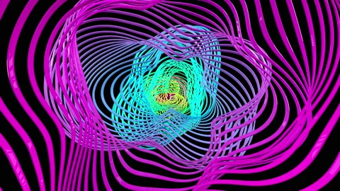 Abstract neon lines tunnel background 3D animation Stock-Footage 134940344