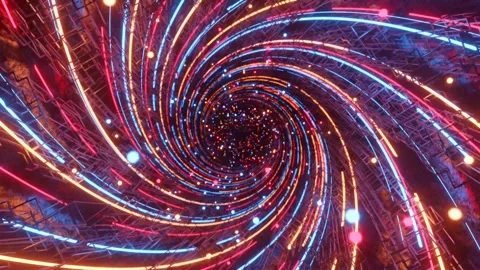 Abstract Neon Loop – Futuristic Glowing Motion Background Stock Footage 316410800