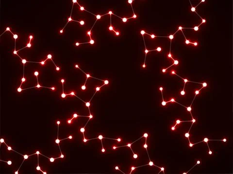 Abstract neon molecular structure, scientific glowing background. Technology  Illustrazione stock