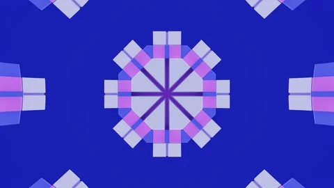 Abstract Neon Mosaic Background with Symmetrical 3D Geometric Elements Stock Footage 337588714
