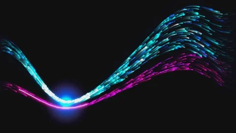 Abstract neon motion lines flowing in dynamic wave pattern against black ba.. Stock Footage 340808620