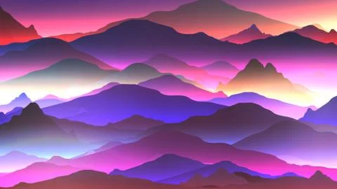 Abstract Neon Mountain Background - Vector Illustration. Stock Illustration