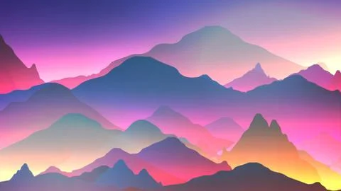 Abstract Neon Mountain Background - Vector Illustration. Stock Illustration