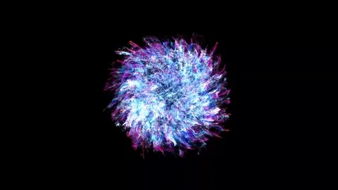 Abstract Neon Multicolor Particle Explosion Sphere on Black Background Stock Footage 319545150