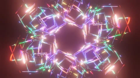Abstract neon multicolor psychedelic hypnotic VJ seamless loop background. 3D Stock Footage 202711601