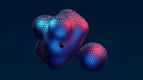 Abstract neon multicolored metaball with scale reptile texture meta ball bubble Illustrazione stock