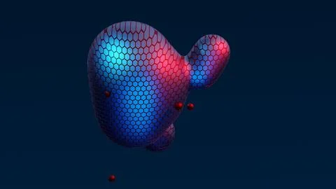 Abstract neon multicolored metaball with scale reptile texture meta ball bubble Illustrazione stock