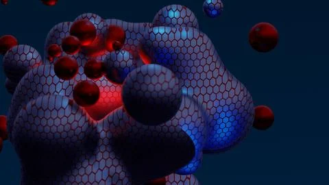 Abstract neon multicolored metaball with scale reptile texture meta ball bubble Illustrazione stock