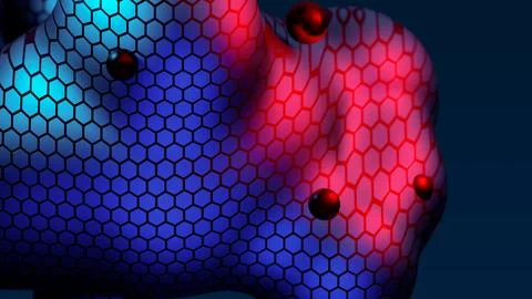 Abstract neon multicolored metaball with scale reptile texture meta ball bubble Illustrazione stock