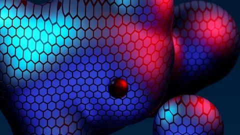 Abstract neon multicolored metaball with scale reptile texture meta ball bubble Illustrazione stock