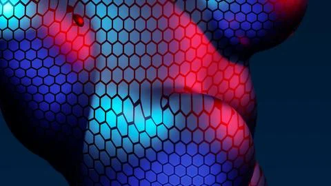Abstract neon multicolored metaball with scale reptile texture meta ball bubble Stock Illustration