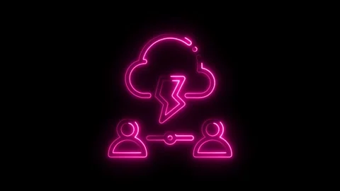Abstract neon network communication with cloud data transmission and cybers.. Stock Footage 308191578