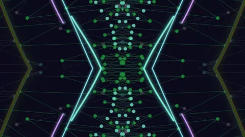Abstract Neon Network: Geometric Pattern with Interconnected Lines and Nodes Video stock 332197115