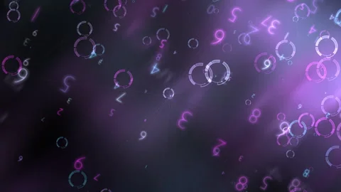 Abstract Neon Numbers Floating Over Purple Space Background Stock Footage 319469626
