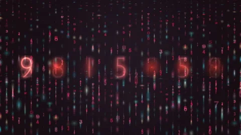 Abstract Neon Numbers Flowing In Digital Matrix Scene Video stock 322514688