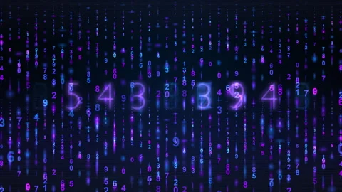Abstract Neon Numbers Light Trails Of Digital Data Stock Footage 320938971