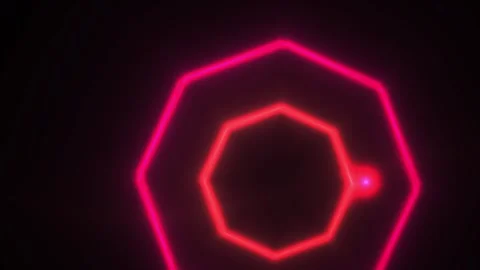Abstract Neon Octagon Geometric Motion Background with Pulsing Light Effects. Stock Footage 341802589